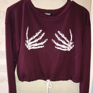 Red Long Sleeve With Skeleton Decal